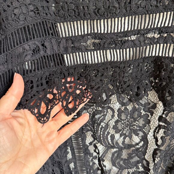 Boston Proper Black Lace Bell Sleeve Duster Cardigan Whimsy Goth Faerie Witchy - Picture 11 of 16